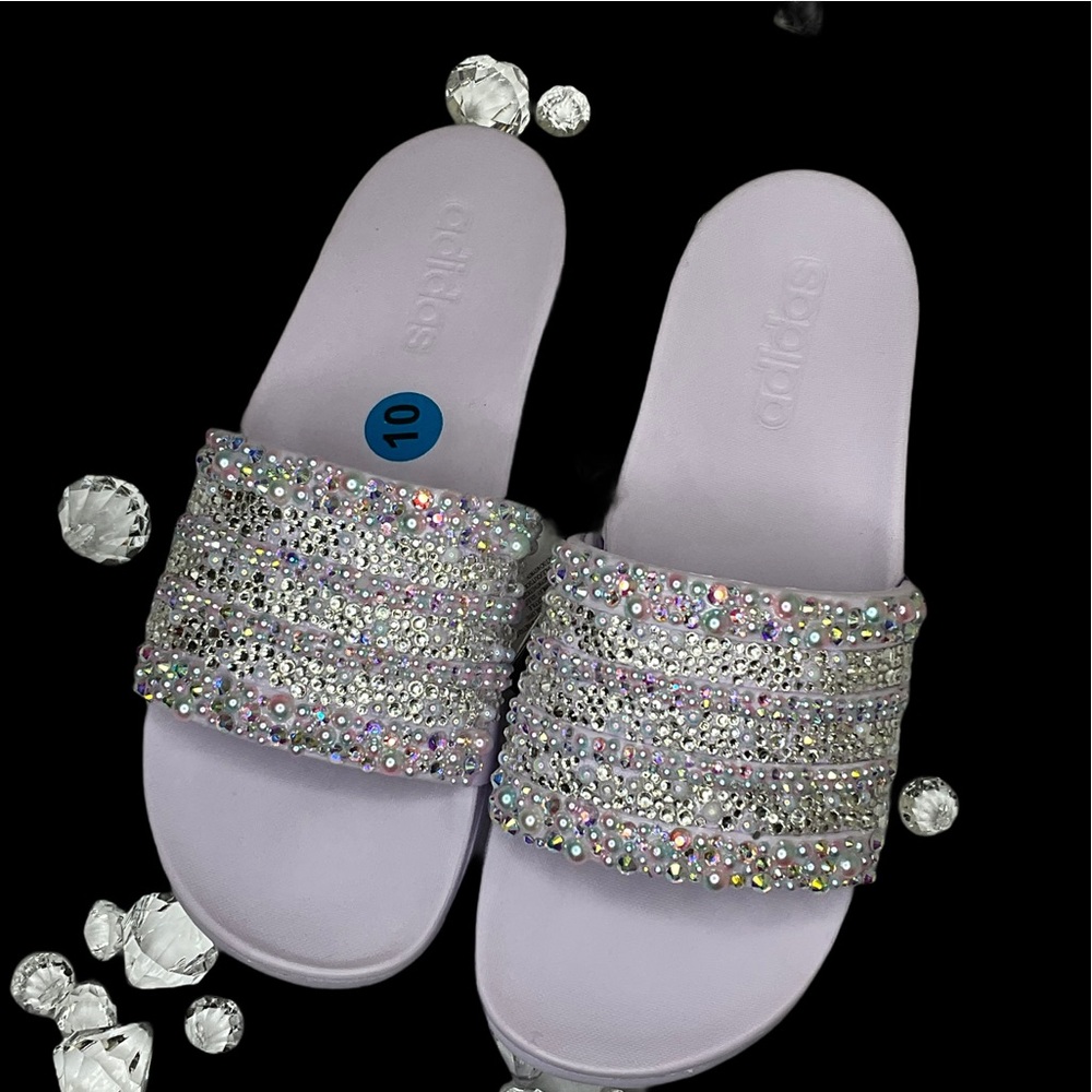 1 Of A Kind Adidas HandBeaded Sparkled Slides